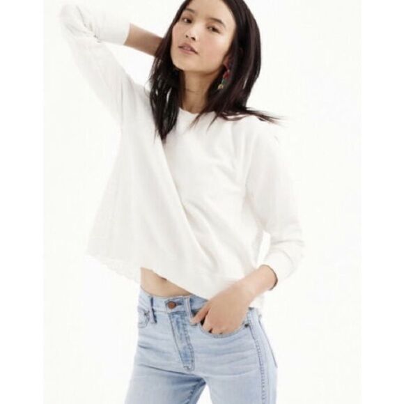 J. Crew Back Eyelet White Sweatshirt - Picture 2 of 8